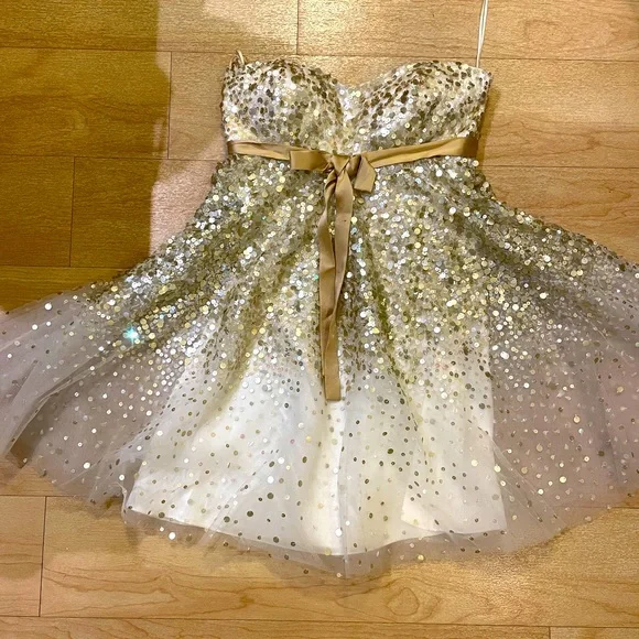 Sequins Short Gold and Silver Wedding/Prom/Birthday Dress (bride or bridesmaids) - Picture 3 of 5